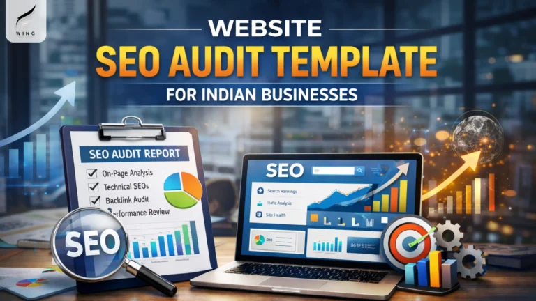 Website SEO audit dashboard showing technical, content, and trust checks for an Indian business website